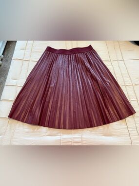 Simply Vera Vera Wang Pleated Faux Leather Skirt in Burgundy PXL